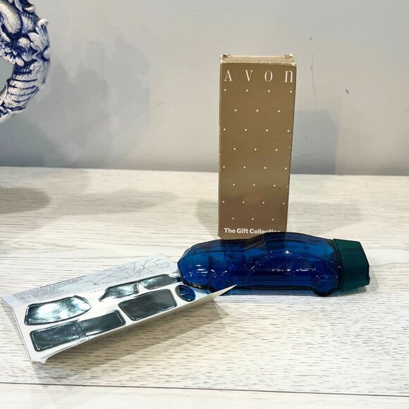 Avon Vintage Blue Sports Car Decanter BOX Decals Wild Country After Shave Glass - Picture 2 of 15